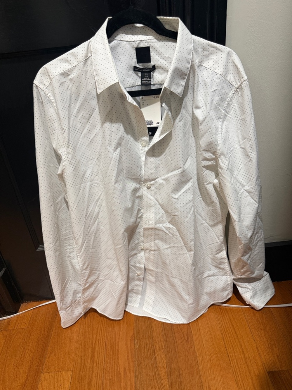 H&M White Dress Shirt with Micro Dot Pattern